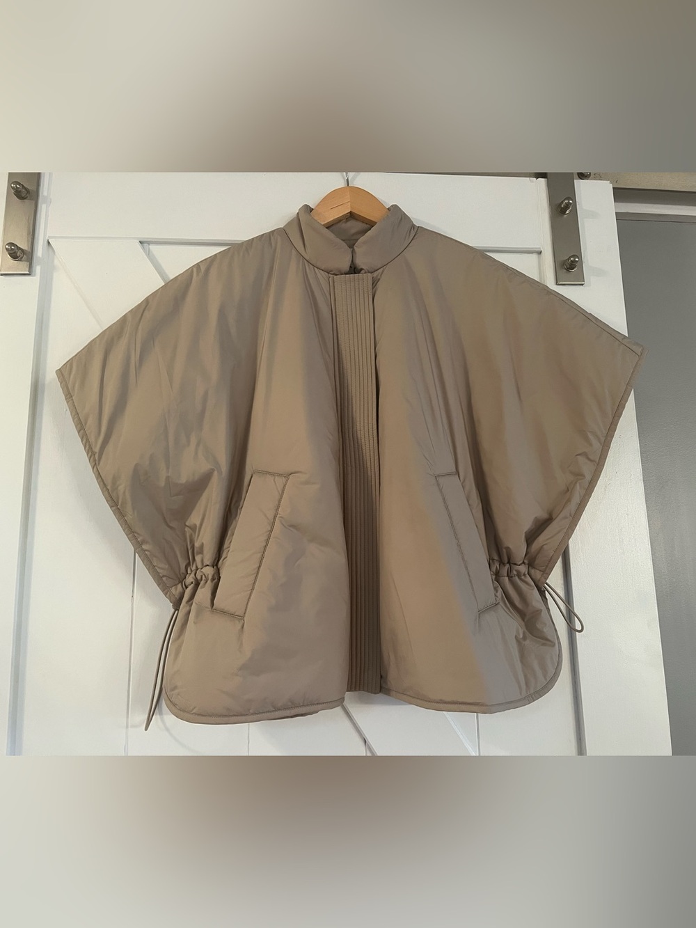 COS Oversized Quilted Cape Jacket in Taupe